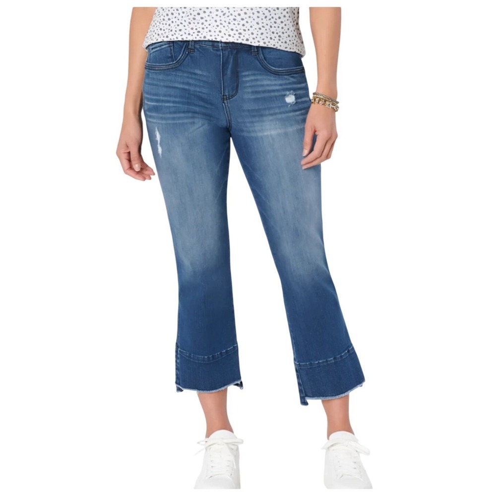 Democracy Jeans Womens 4 "Ab"solution Kim Blue Distressed Raw Hem EUC